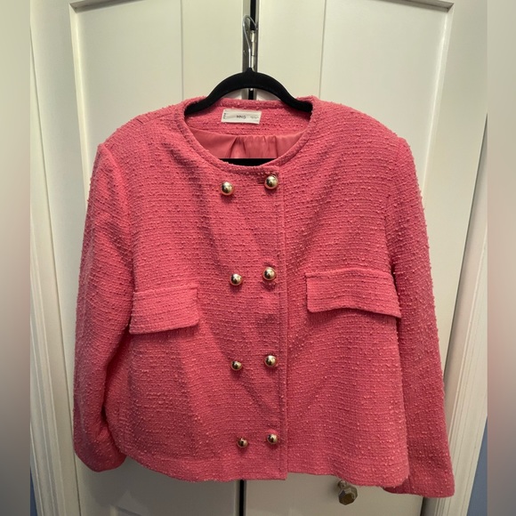 Mango Jackets & Blazers - Tweed Pink Mango Coat Size 2XL